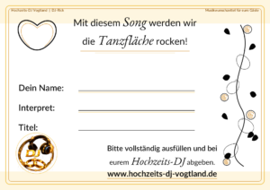 Musikwunschzettel für Gäste – Hochzeits DJ Vogtland